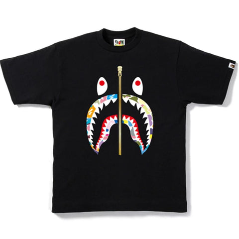 BAPE CLOTHING BAPE MULTI CAMO SHARK ZIP TEE