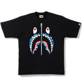 BAPE CLOTHING BAPE ABC SILVER ZIP SHARK TEE BLACK/BLUE PTeMqTyr4