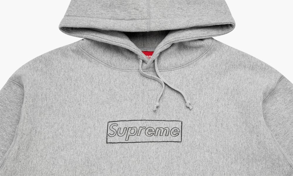SUPREME KAWS CHALK LOGO BOX LOGO HOODIE GREY – ONE OF A KIND