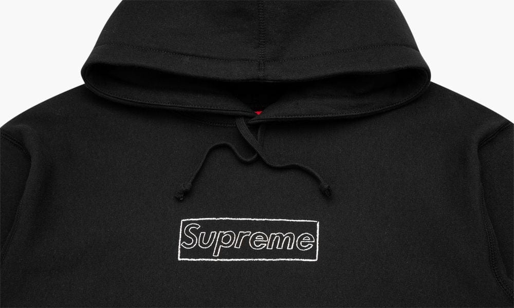 SUPREME KAWS CHALK LOGO BOX LOGO HOODIE BLACK – ONE OF A KIND