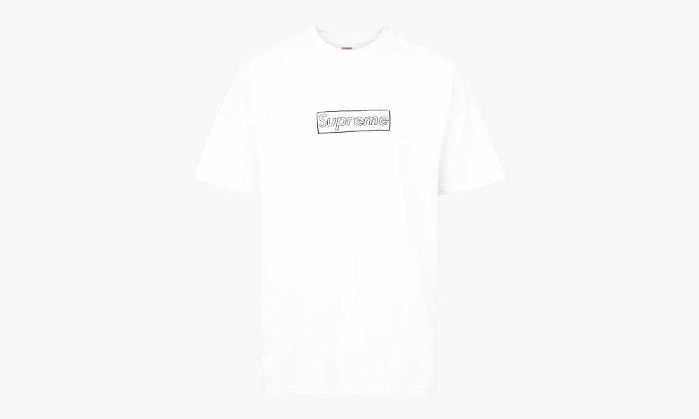 SUPREME CLOTHING SUPREME KAWS CHALK LOGO BOX LOGO TEE WHITE
