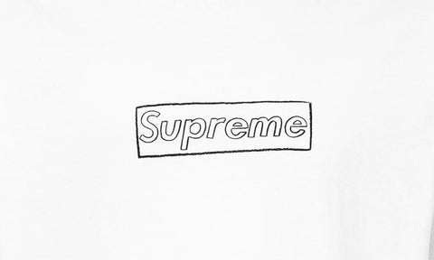 SUPREME CLOTHING SUPREME KAWS CHALK LOGO BOX LOGO TEE WHITE