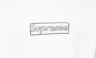 SUPREME CLOTHING SUPREME KAWS CHALK LOGO BOX LOGO TEE WHITE